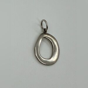 Vtg 925 Sterling Silver Abstract Open Oval Circle Charm / Pendant